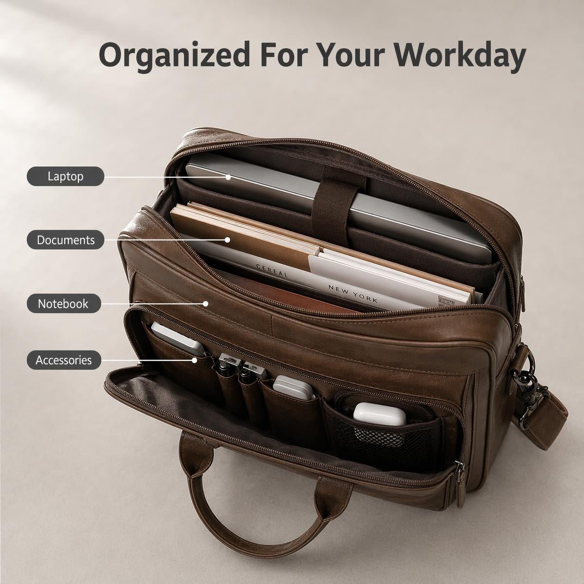 Premium Laptop Briefcase | Business Work Bag for Office & Travel - NORTHVALE
